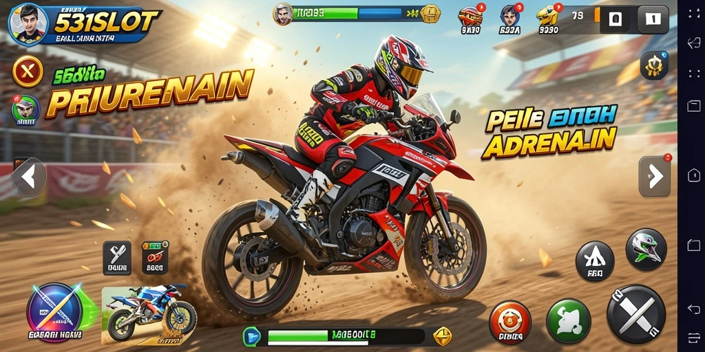Gameplay balapan motor yang intens dan seru dalam 531SLOT.