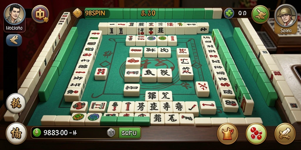 Tampilan gameplay menarik dari 98SPIN dalam permainan Mahjong.