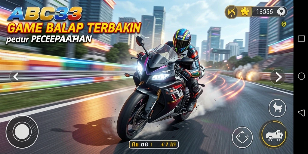 Tampilan gameplay <strong>ABC33</strong> yang menegangkan saat balapan motor.