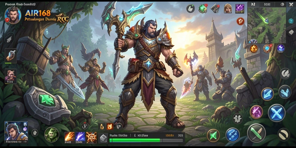 Tangkapan layar dari gameplay AIR168 yang menampilkan pertempuran epik dalam RPG.