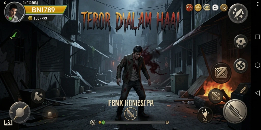 Screenshot gameplay BNI789 yang menunjukkan suasana menegangkan dan mengerikan.