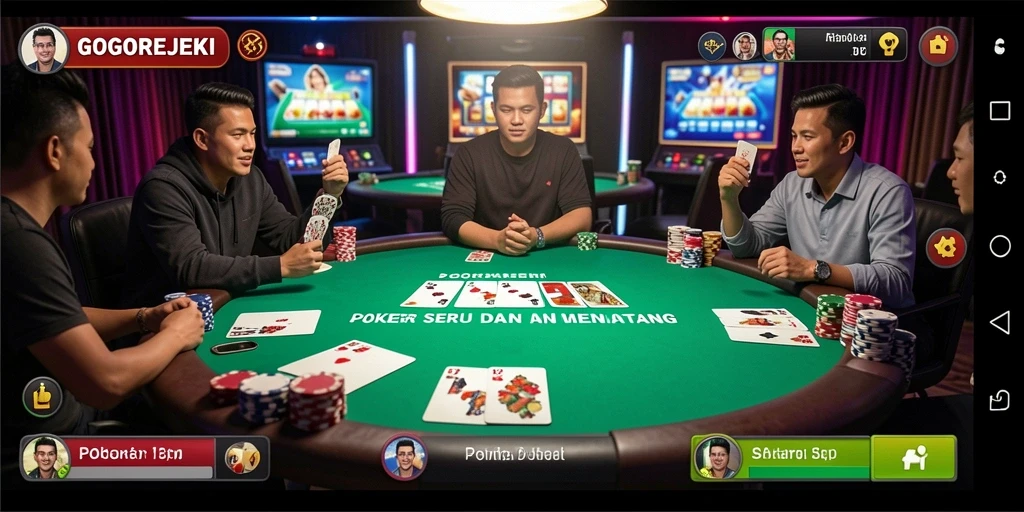 Tampilan gameplay seru GOGOREJEKI di meja Poker.