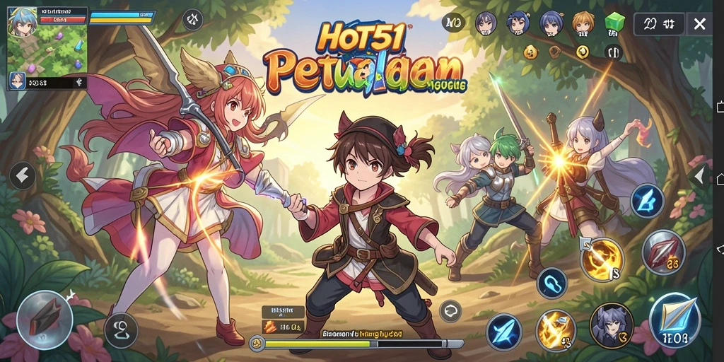 Tampilan gameplay yang penuh aksi dan karakter Anime yang menarik.
