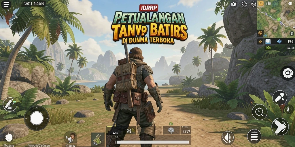 Tampilan utama gameplay IDRRP yang menampilkan petualangan seru di dunia terbuka.