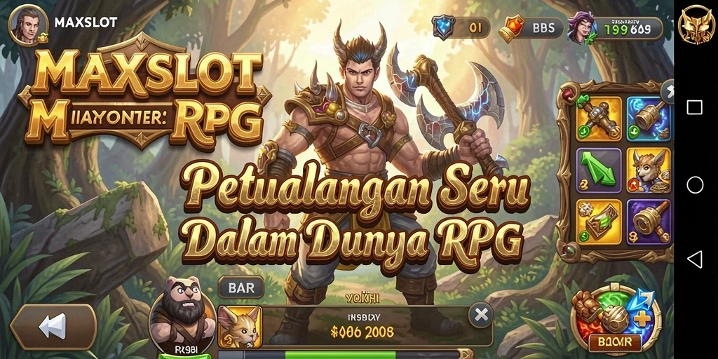 Tampilan gameplay seru dalam MAXSLOT yang penuh aksi RPG.