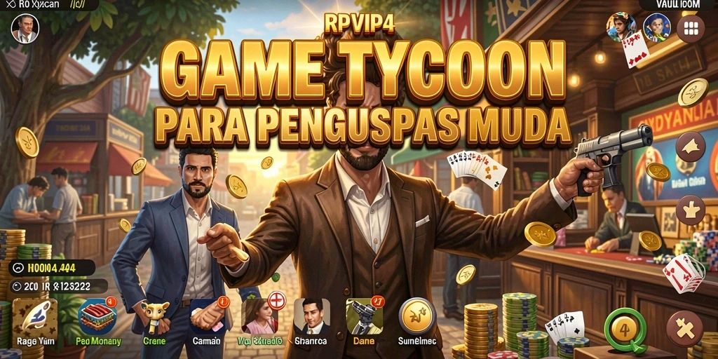 Tampilan gameplay menarik dari RPVIP4 yang menunjukkan manajemen bisnis.