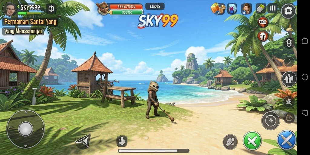Tangkapan layar utama dari SKY99 menampilkan gameplay yang memukau dan mengasyikkan.