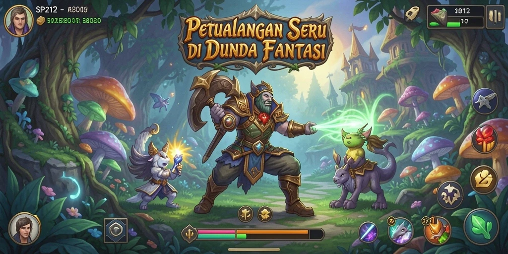 Tampilan gameplay yang penuh aksi di dunia fantasi SP212.